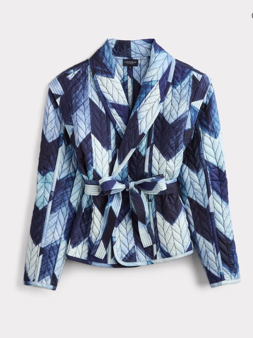 Lucchese Navy and Light Blue Quilted Mosaic Jacket